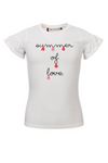 Meisjes Little t-shirt Summer of Love van Little Looxs in de kleur Off White in maat 128.
