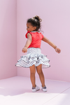 Meisjes Little 3 layered skirt dots van Little Looxs in de kleur Lace in maat 128.