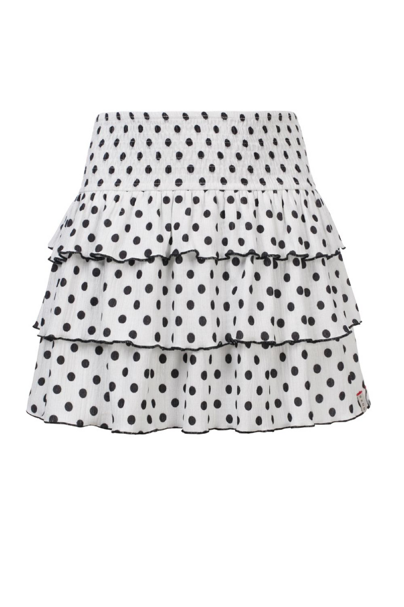 Meisjes Little 3 layered skirt dots van Little Looxs in de kleur Lace in maat 128.