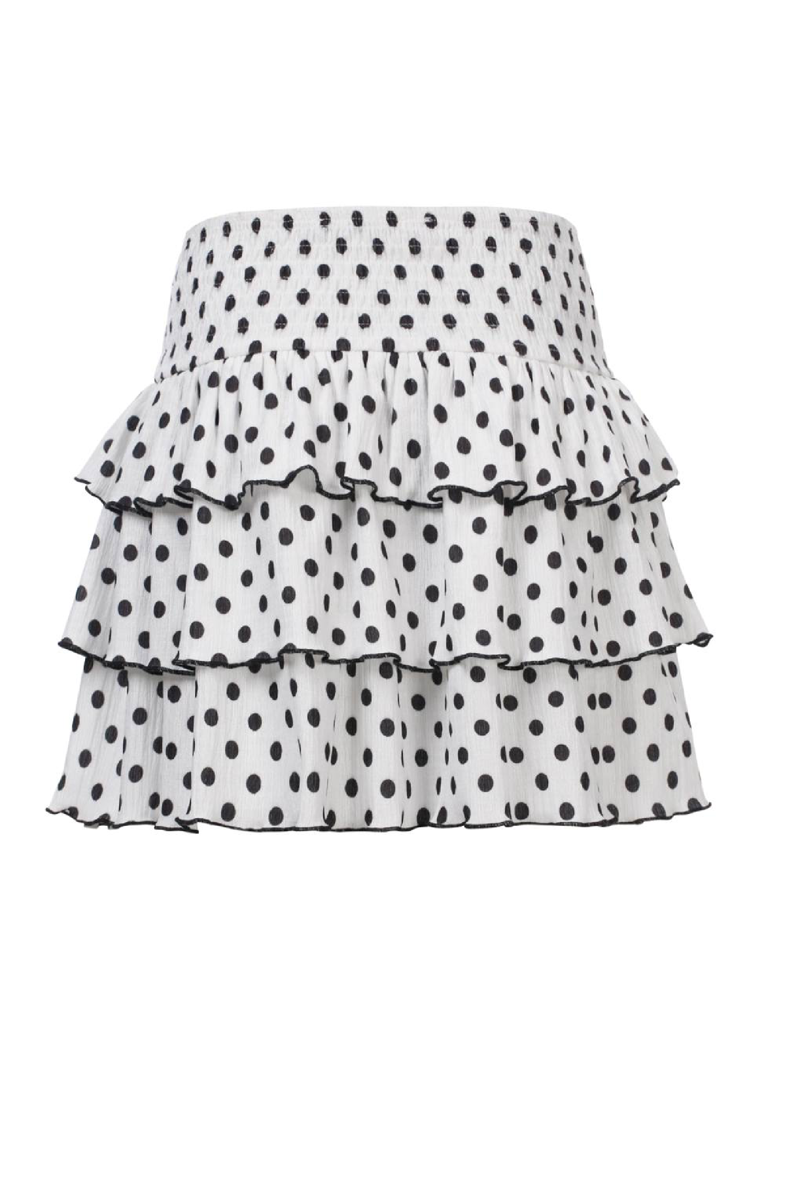 Meisjes Little 3 layered skirt dots van Little Looxs in de kleur Lace in maat 128.