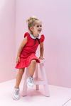 Meisjes Little dress with collar van Little Looxs in de kleur Rose in maat 128.
