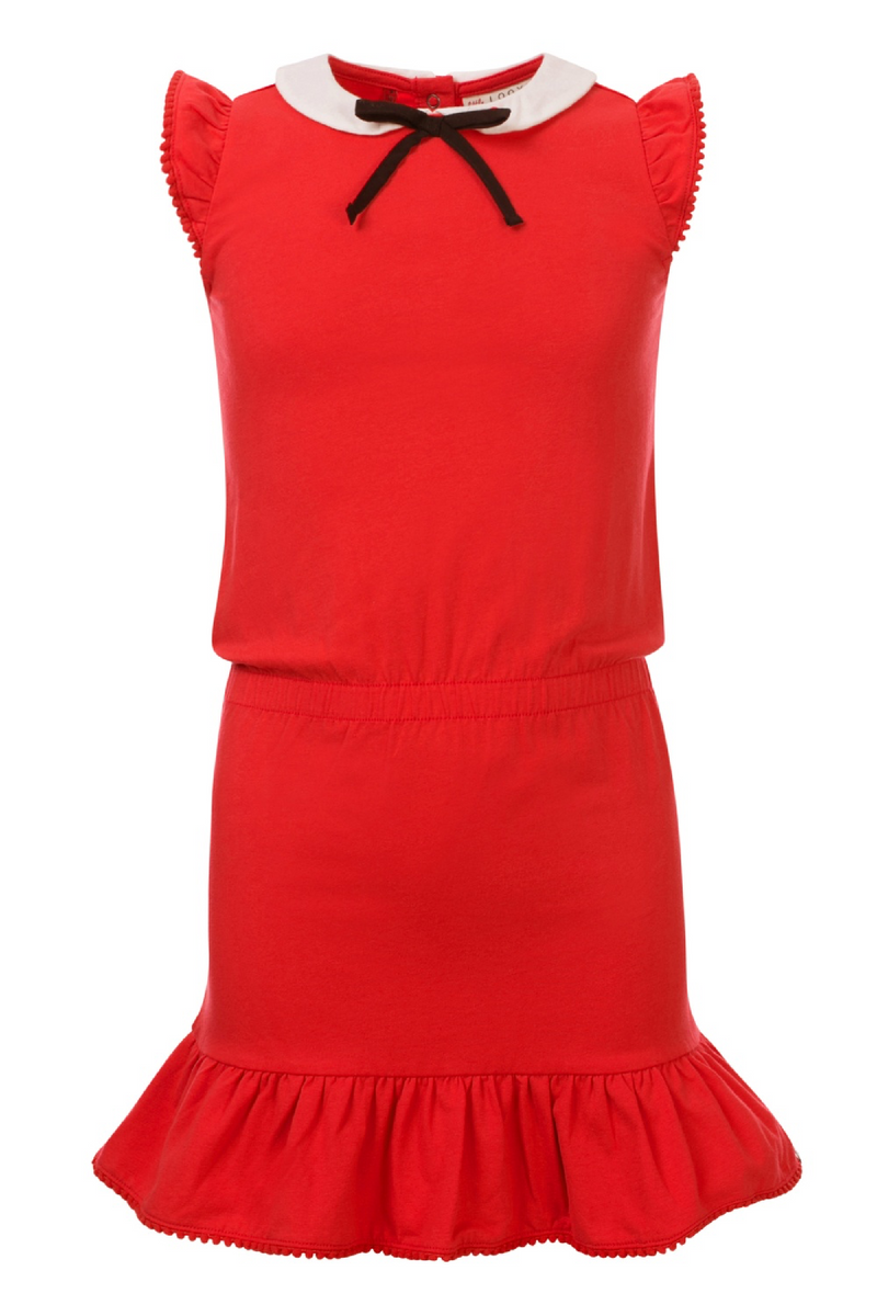 Meisjes Little dress with collar van Little Looxs in de kleur Rose in maat 128.