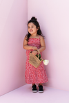 Meisjes Little woven long dress van Little Looxs in de kleur Floral Ao in maat 128.