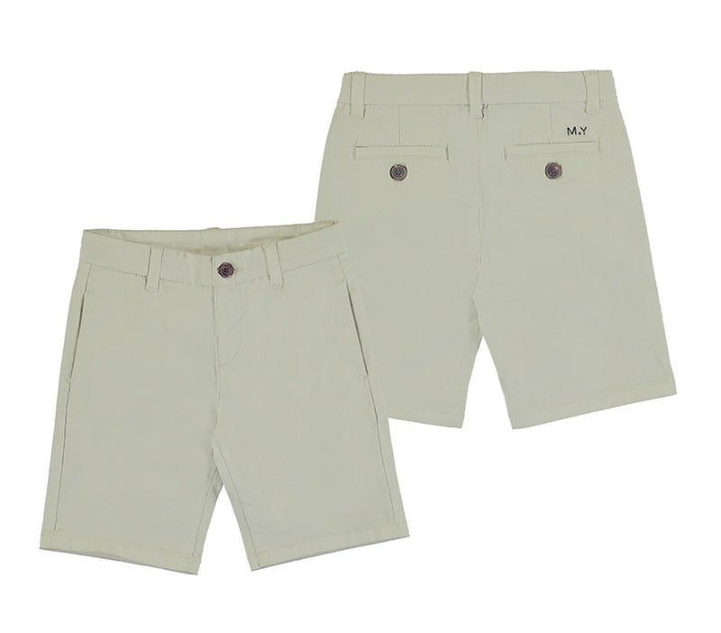 Jongens Basic twill chino shorts      van Mayoral in de kleur Stone      in maat 134.