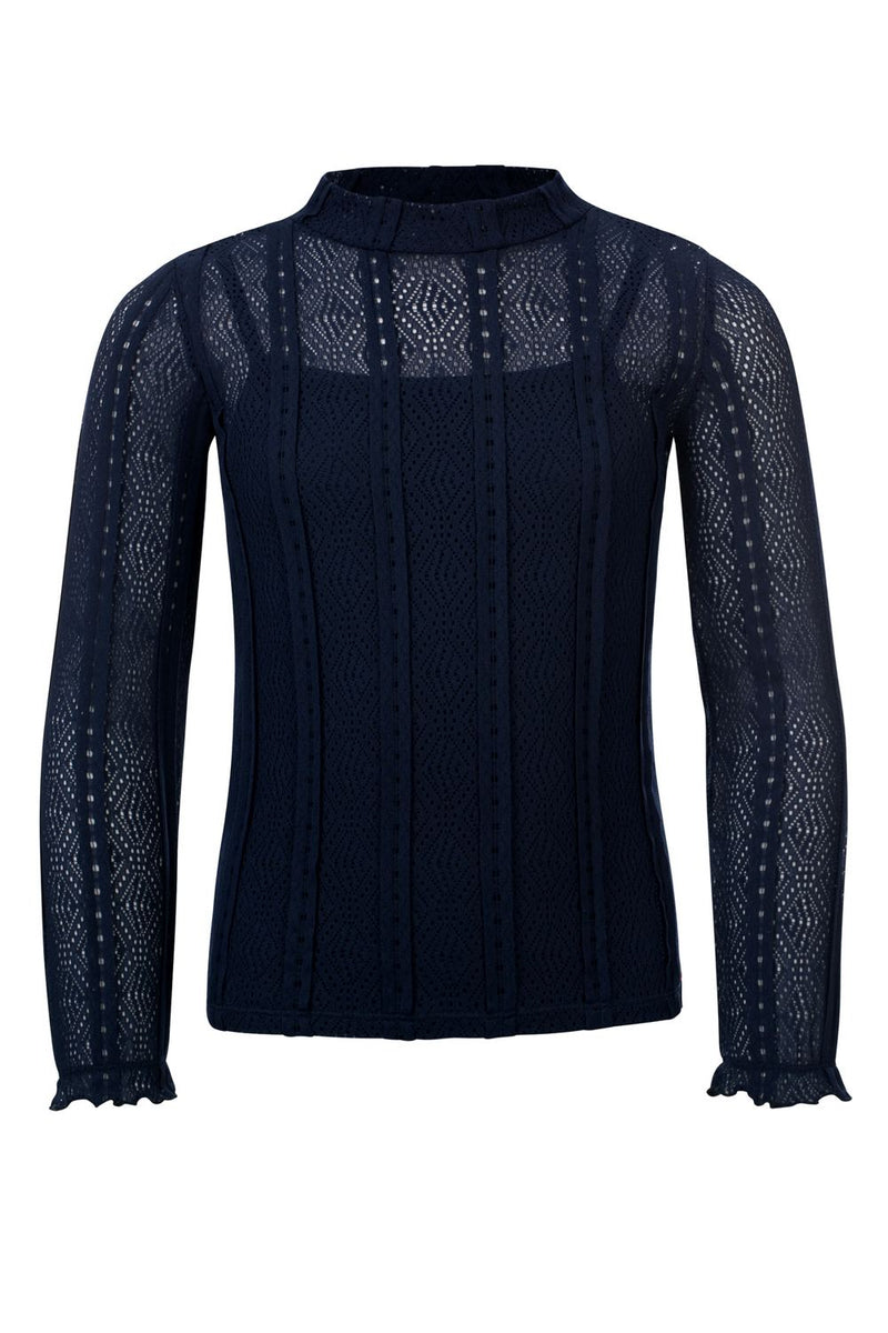 Meisjes Girls lace top van Looxs in de kleur Midnight in maat 164.