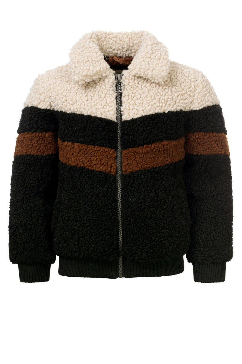 Meisjes Girls Bomber teddy jacket van Looxs in de kleur Black in maat 164.