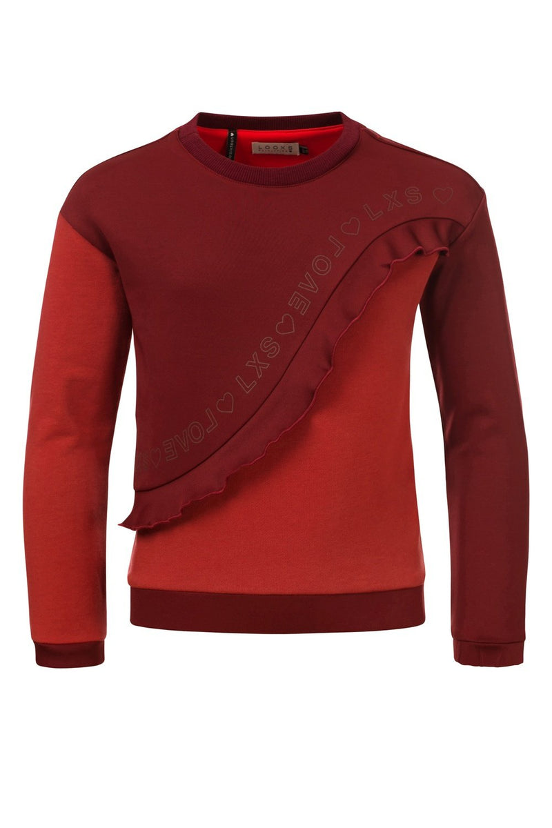 Meisjes Girls sweater van Looxs in de kleur Merlot in maat 164.