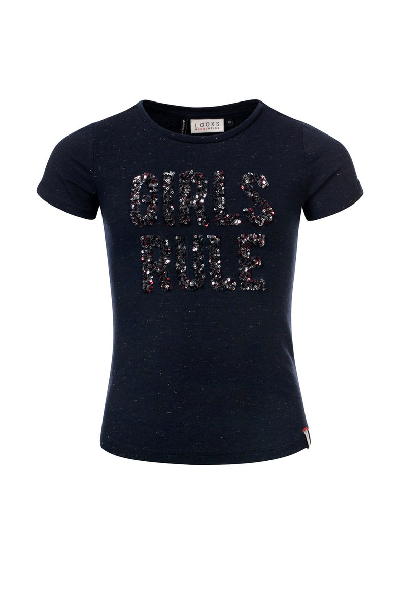 Meisjes Girls T-shirt van Looxs in de kleur Midnight in maat 164.