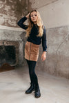 Meisjes Girls velvet rib skirt van Looxs in de kleur Camel in maat 164.