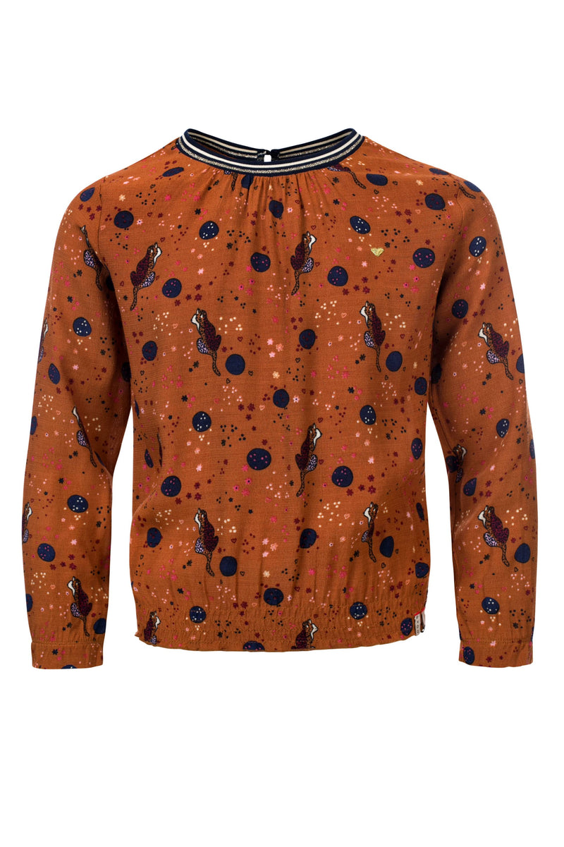 Meisjes Little top l.sleeve van Looxs Little in de kleur Caramel in maat 128.