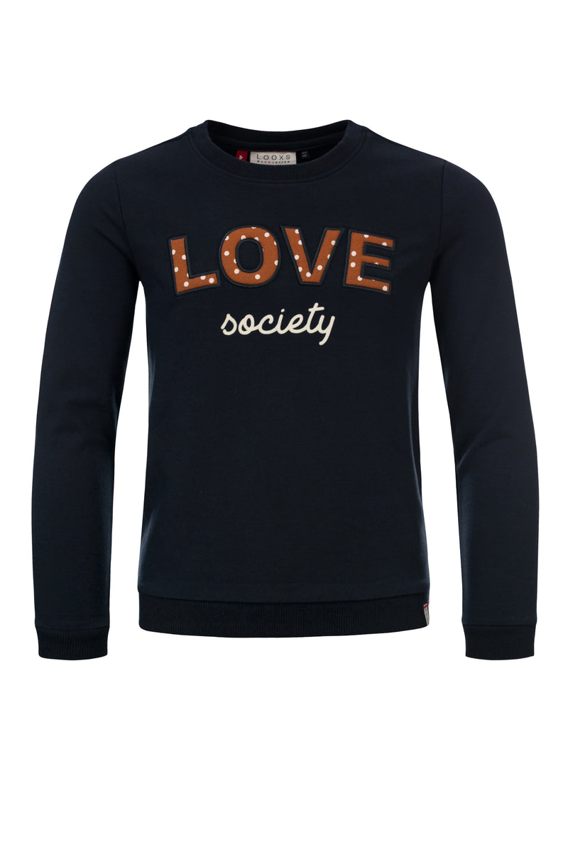 Meisjes Little sweater van Looxs Little in de kleur Navy in maat 128.
