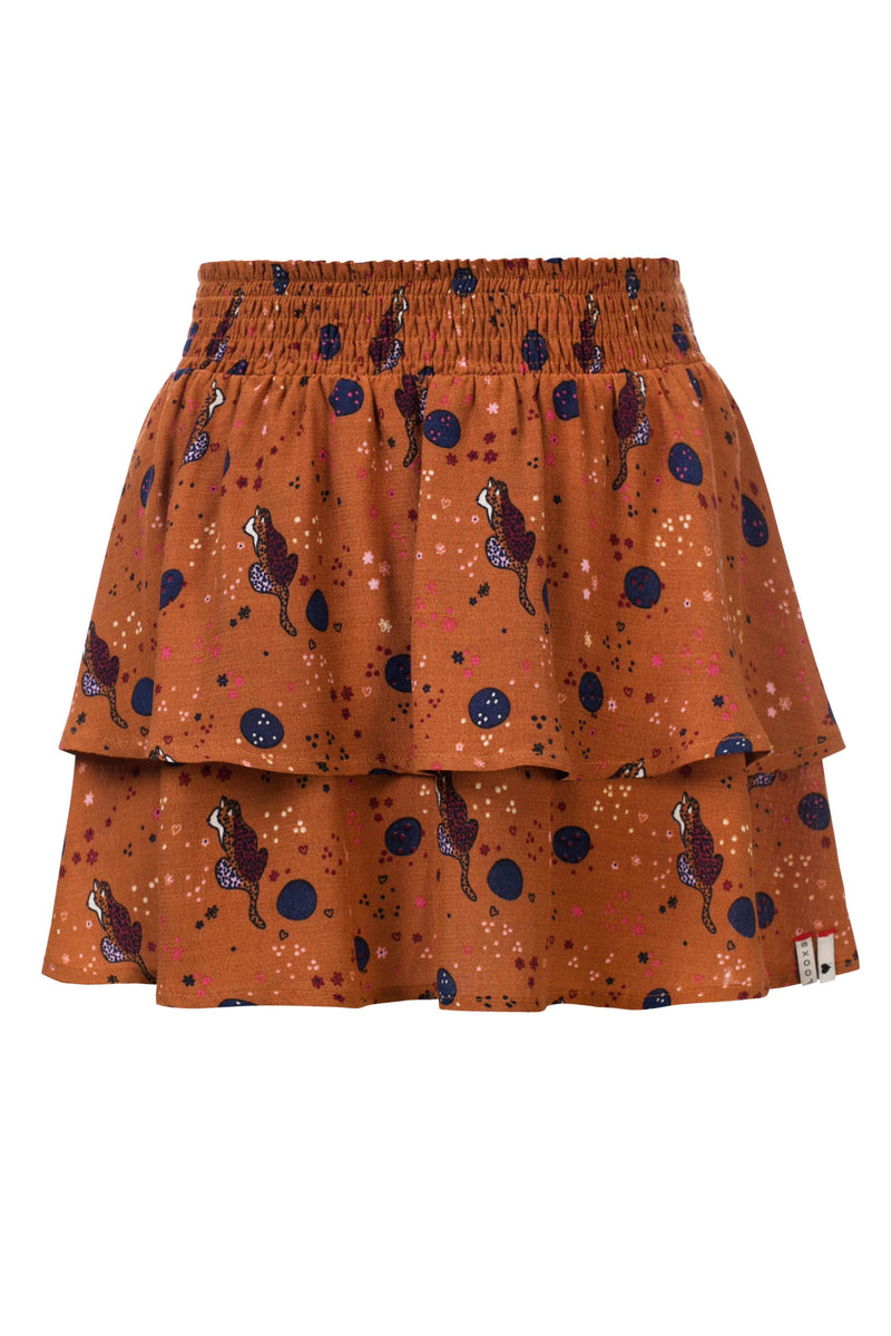 Meisjes Little skirt van Looxs Little in de kleur Caramel in maat 128.