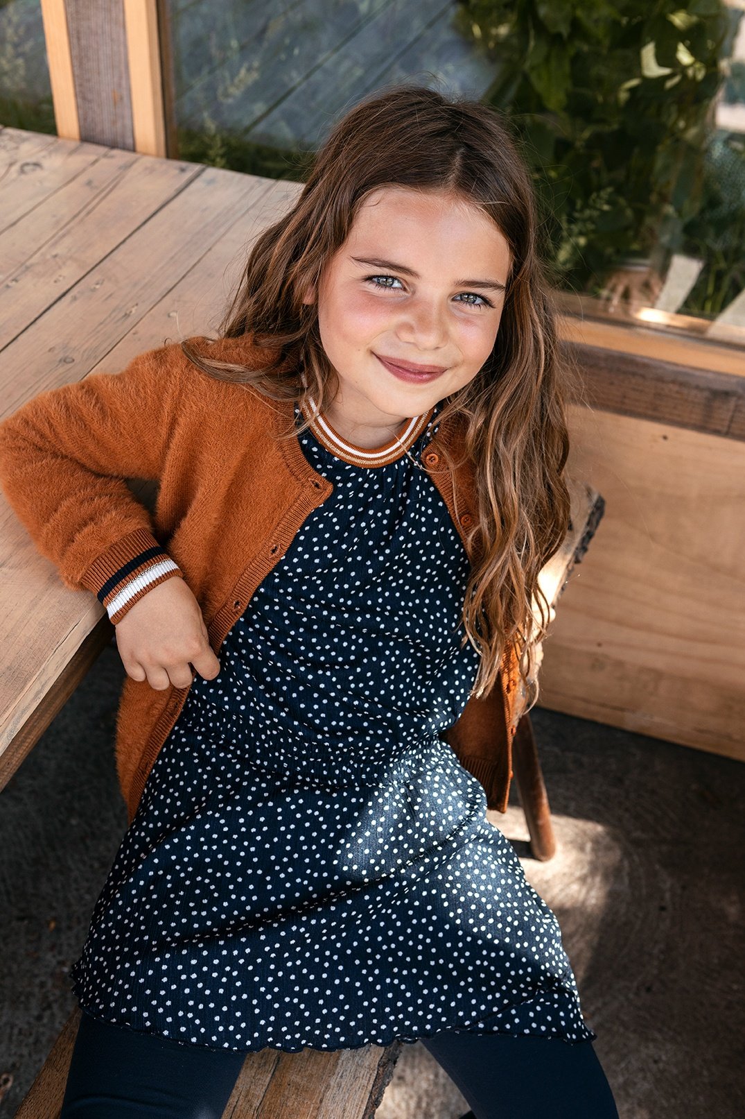 Meisjes Little dress l.sleeve van Looxs Little in de kleur Navy in maat 128.