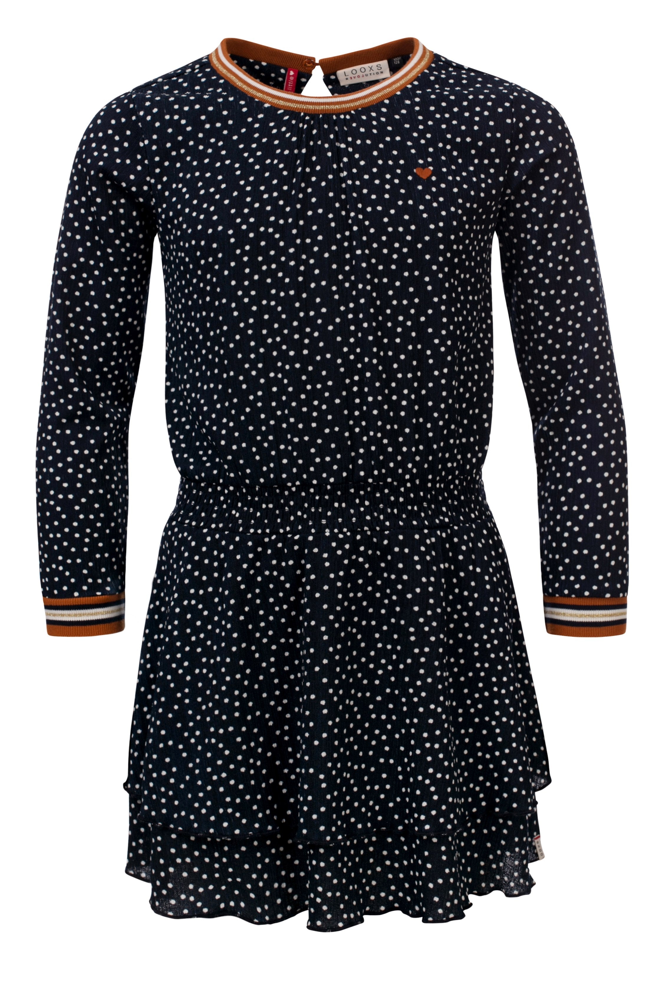 Meisjes Little dress l.sleeve van Looxs Little in de kleur Navy in maat 128.