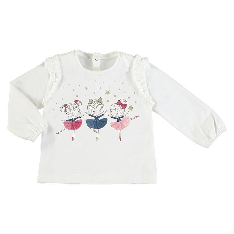 meisjes Longsleeve Printed T-Shirt van Mayoral in de kleur Beige in maat 86.