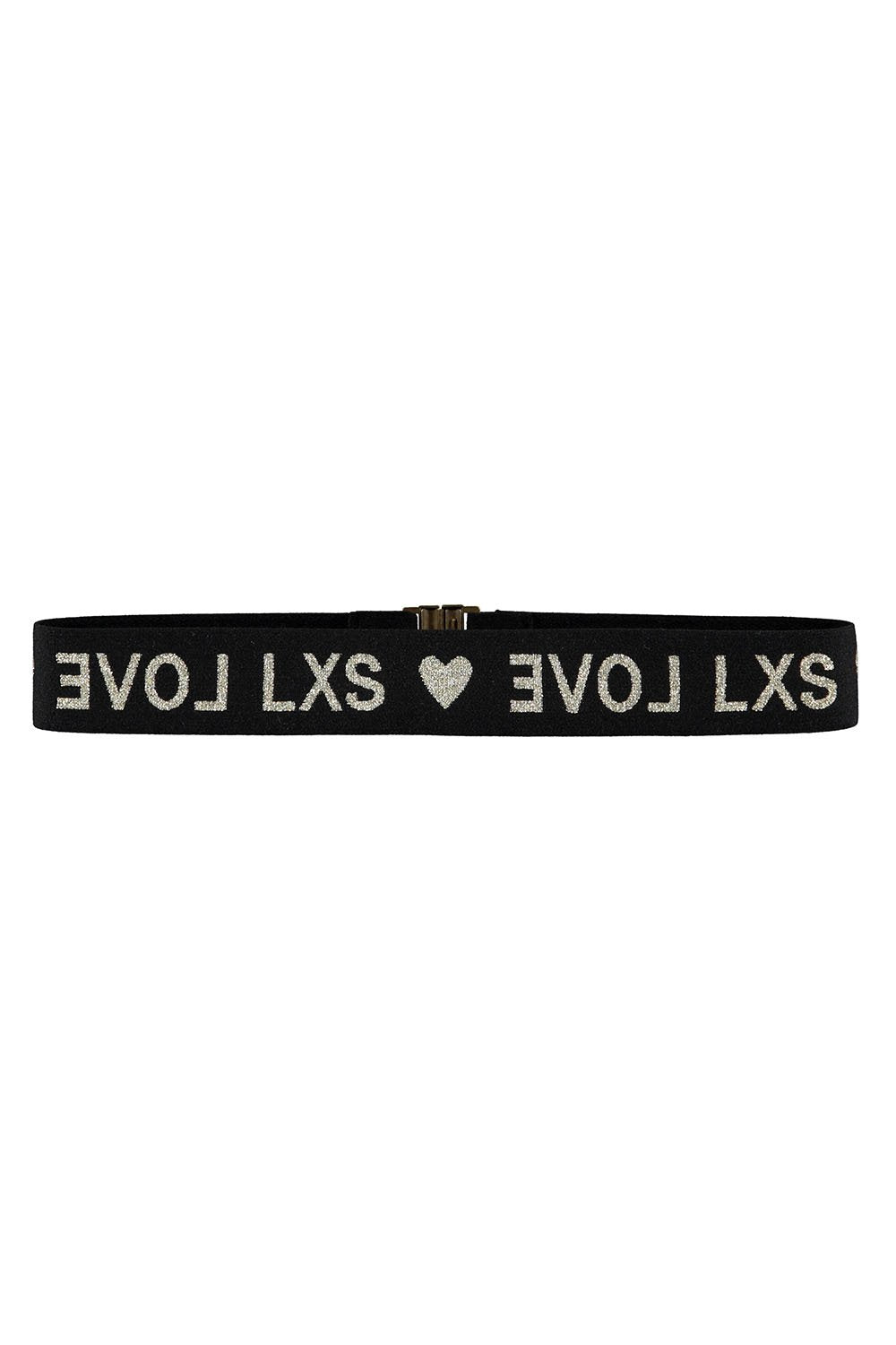 Meisjes Elastic belt LXS LOVE van LOOXS 10sixteen in de kleur black in maat 152/176.