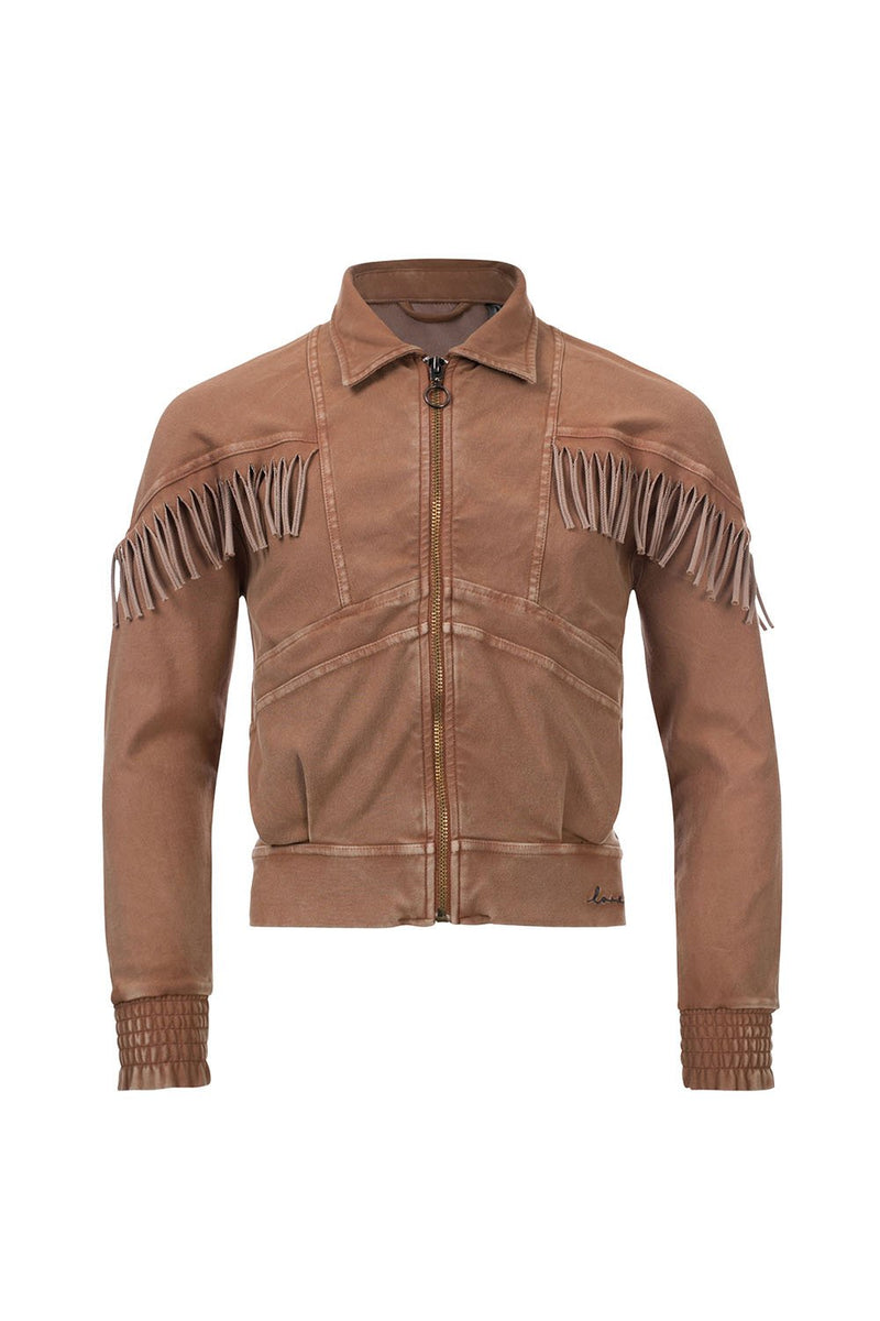 Meisjes 10Sixteen G.dyed twill jog jacket van LOOXS 10sixteen in de kleur Medium brown in maat 176.