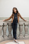 Meisjes 10Sixteen G.dyed twill jog jacket van LOOXS 10sixteen in de kleur Medium brown in maat 176.