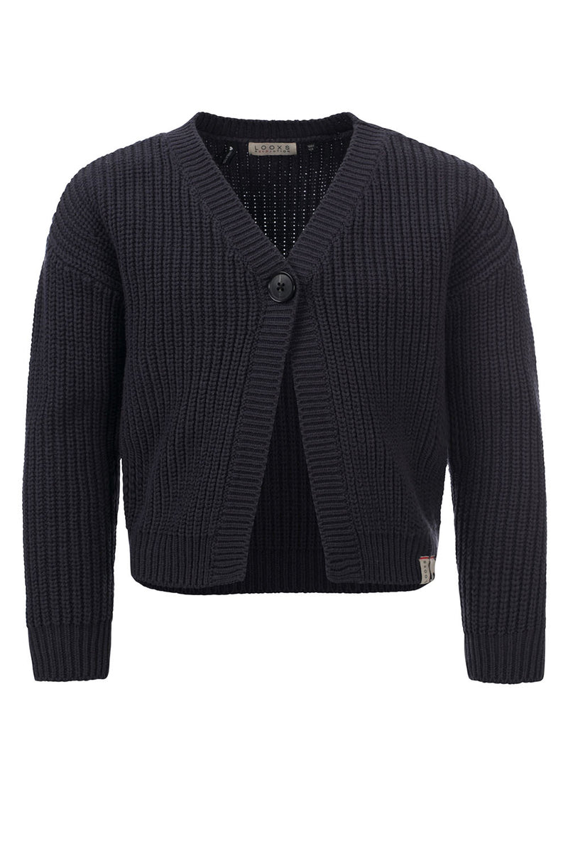 Meisjes 10Sixteen knitted cardigan van LOOXS 10sixteen in de kleur off black in maat 176.