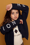 Meisjes 10Sixteen knitted cardigan van LOOXS 10sixteen in de kleur off black in maat 176.
