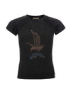 Meisjes 10Sixteen washed T-shirt van LOOXS 10sixteen in de kleur ACID BLACK in maat 176.
