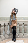 Meisjes 10Sixteen G.dyed twill jog skirt van LOOXS 10sixteen in de kleur Medium brown in maat 176.