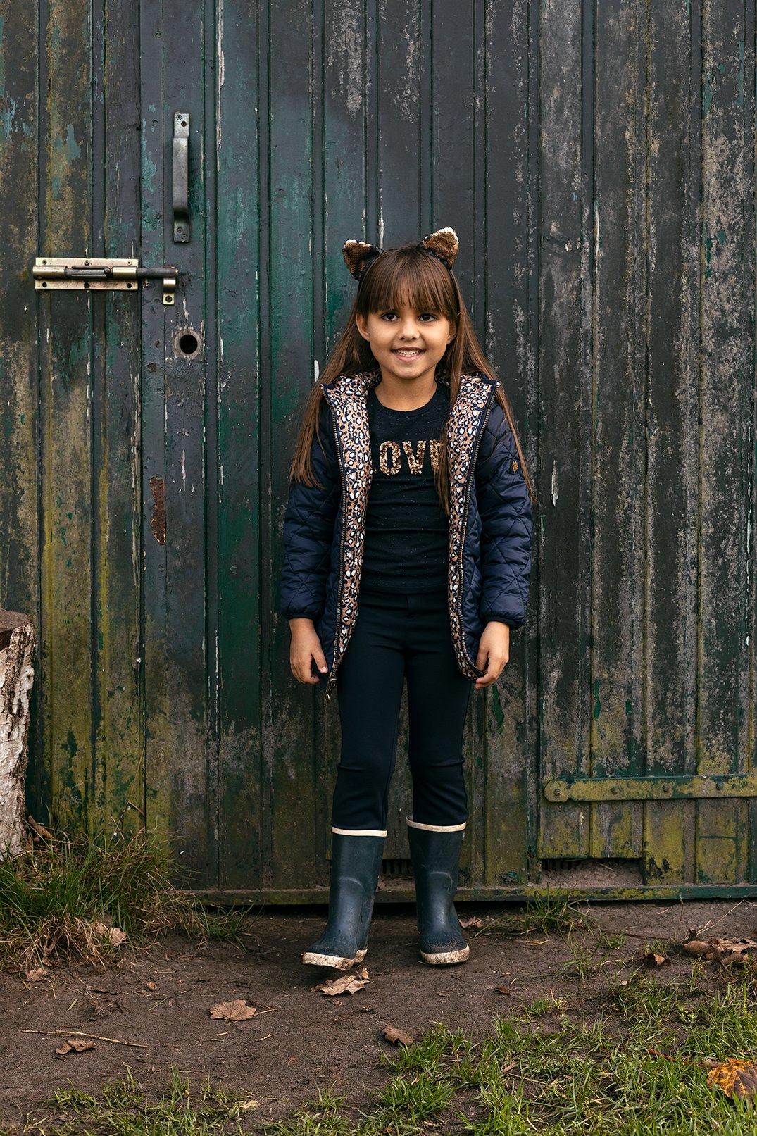 Meisjes Little jacket leopard reversible van LOOXS Little in de kleur navy in maat 128.