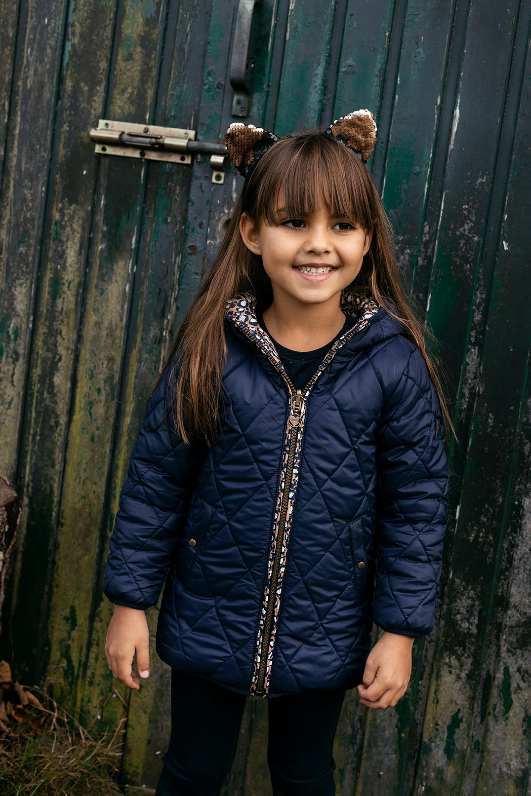 Meisjes Little jacket leopard reversible van LOOXS Little in de kleur navy in maat 128.