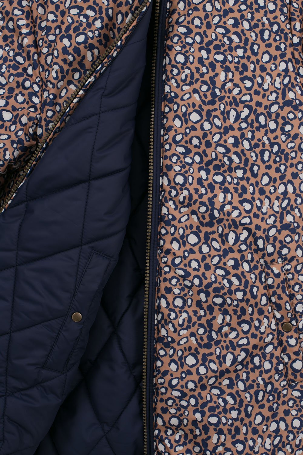 Meisjes Little jacket leopard reversible van LOOXS Little in de kleur navy in maat 128.