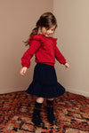 Meisjes Little sweater van LOOXS Little in de kleur Deep Red in maat 128.