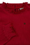 Meisjes Little t-shirt van LOOXS Little in de kleur Deep Red in maat 128.