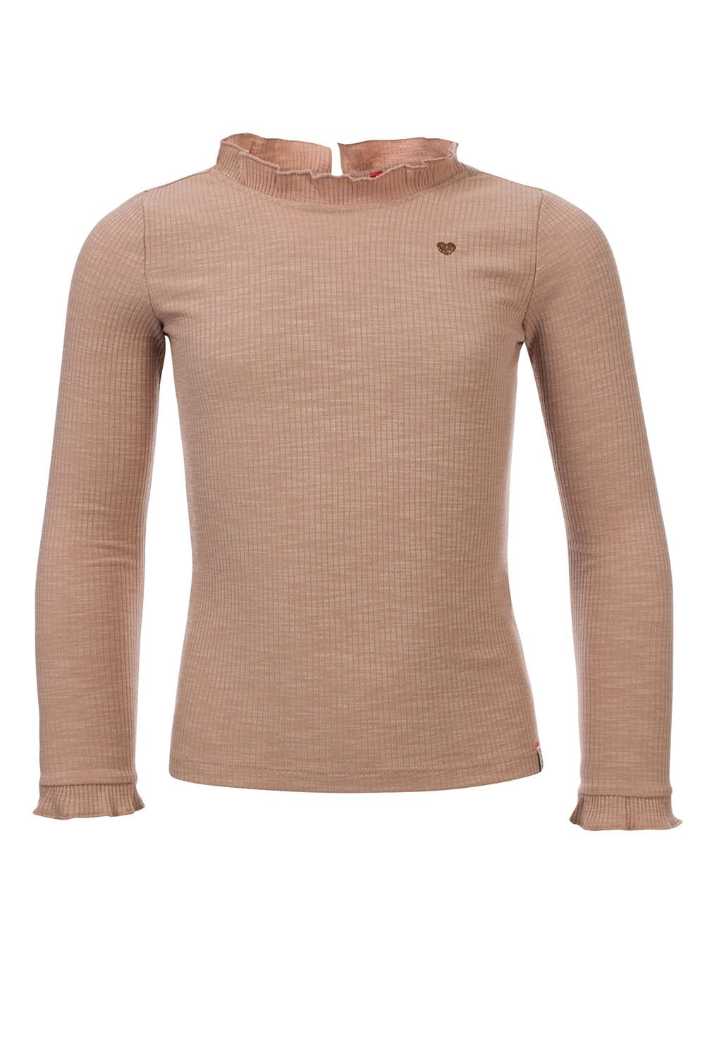 Meisjes Little t-shirt van LOOXS Little in de kleur camel in maat 128.