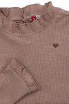 Meisjes Little t-shirt van LOOXS Little in de kleur camel in maat 128.