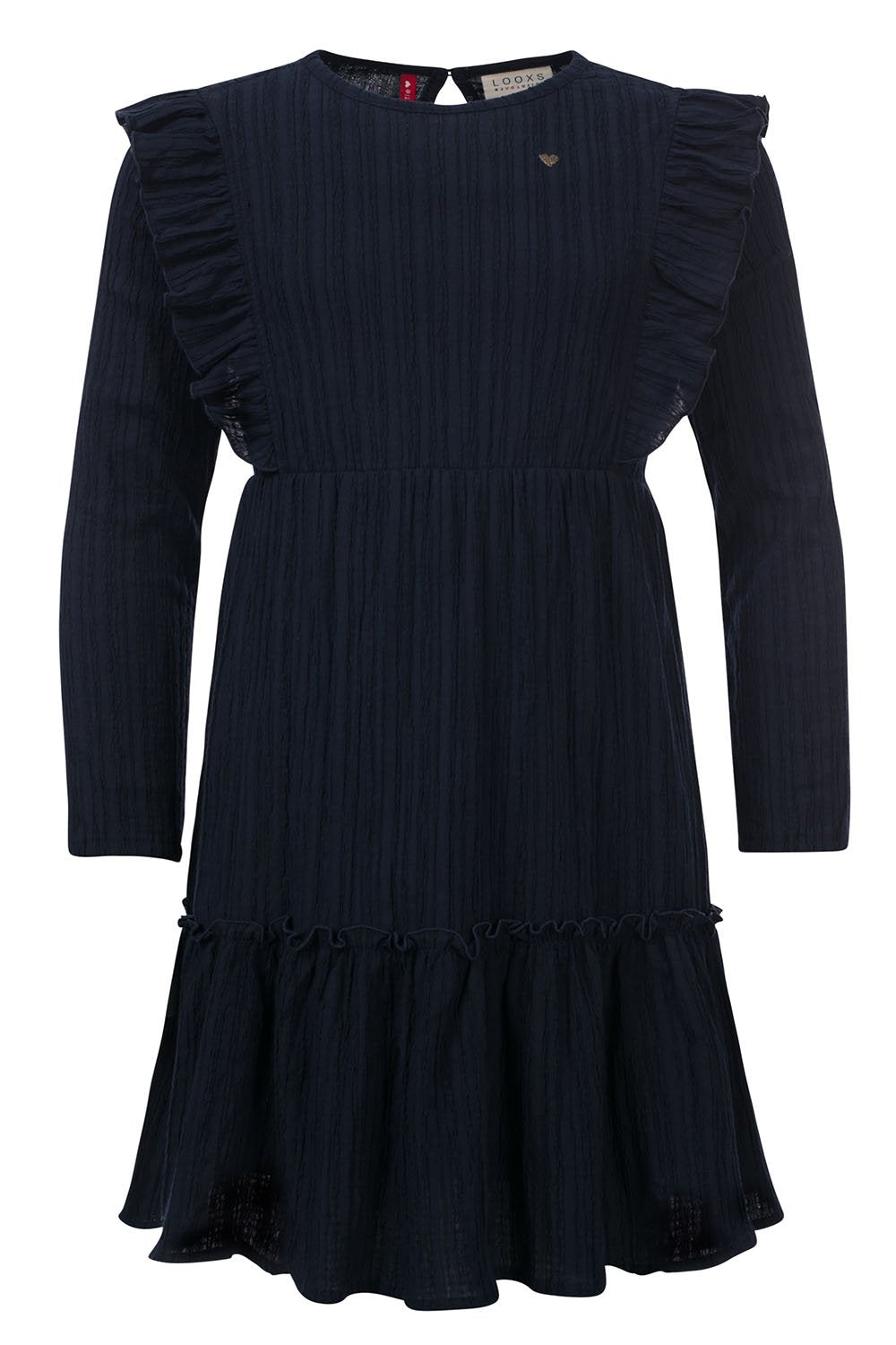 Meisjes Little dress van LOOXS Little in de kleur navy in maat 128.