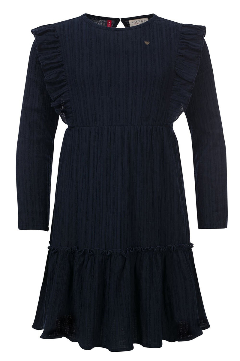 Meisjes Little dress van LOOXS Little in de kleur navy in maat 128.