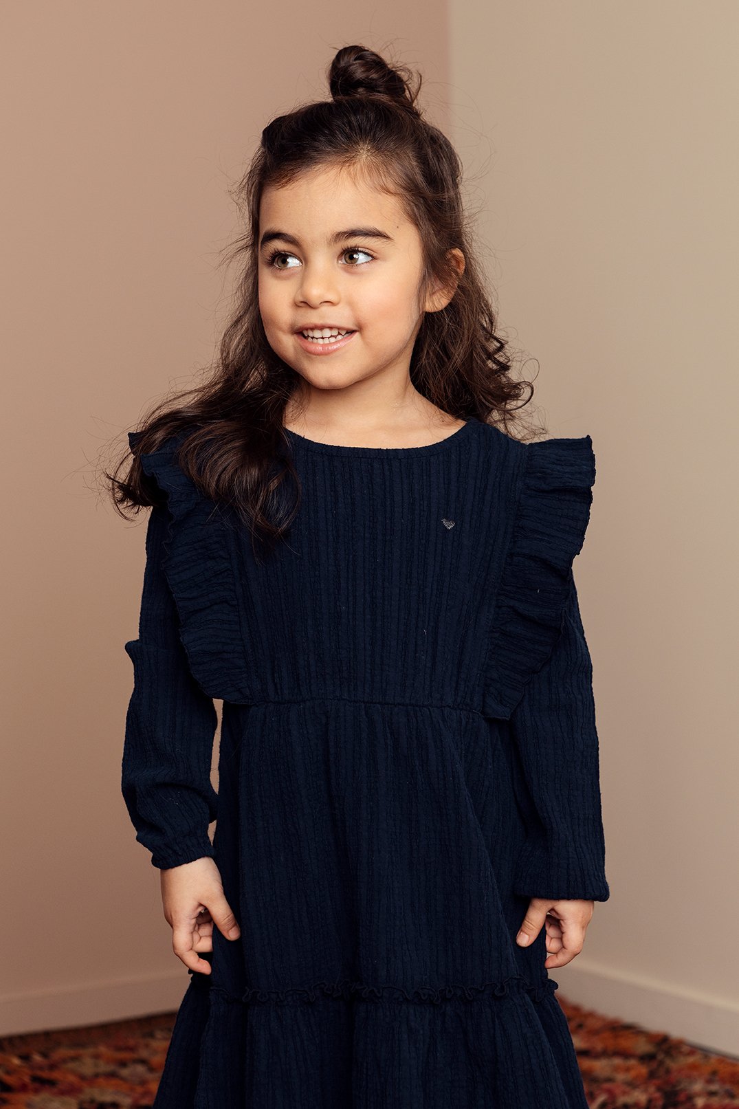 Meisjes Little dress van LOOXS Little in de kleur navy in maat 128.