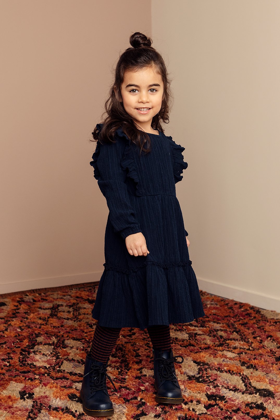 Meisjes Little dress van LOOXS Little in de kleur navy in maat 128.