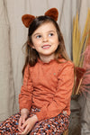 Meisjes Little crinkle lace top van LOOXS Little in de kleur Redwood in maat 128.