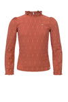 Meisjes Little crinkle lace top van LOOXS Little in de kleur Redwood in maat 128.