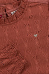 Meisjes Little crinkle lace top van LOOXS Little in de kleur Redwood in maat 128.
