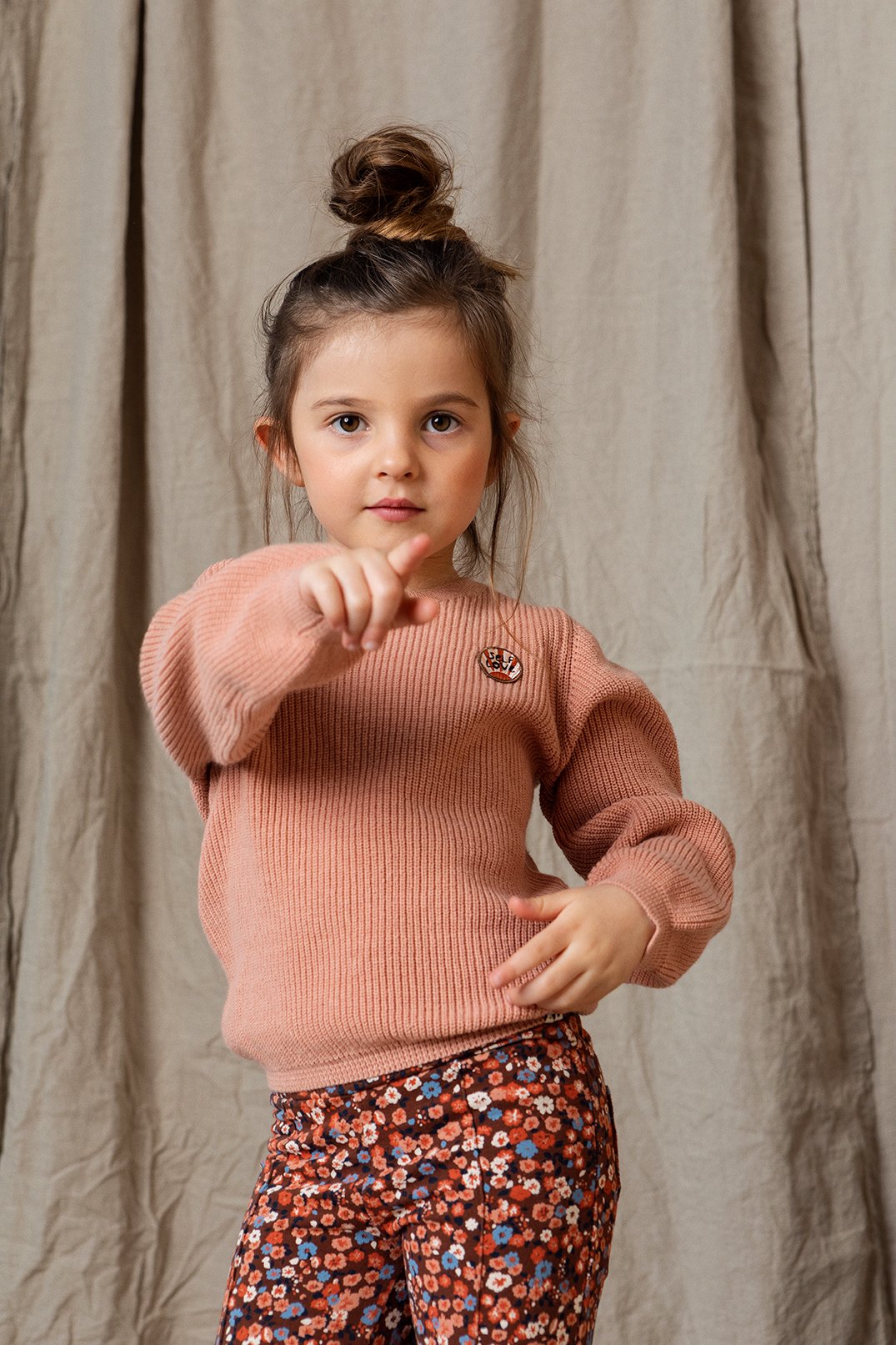 Meisjes Little knitted balloon pullover van LOOXS Little in de kleur sorbet in maat 128.