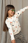 Meisjes Little embroidered sweater van LOOXS Little in de kleur MILK in maat 128.