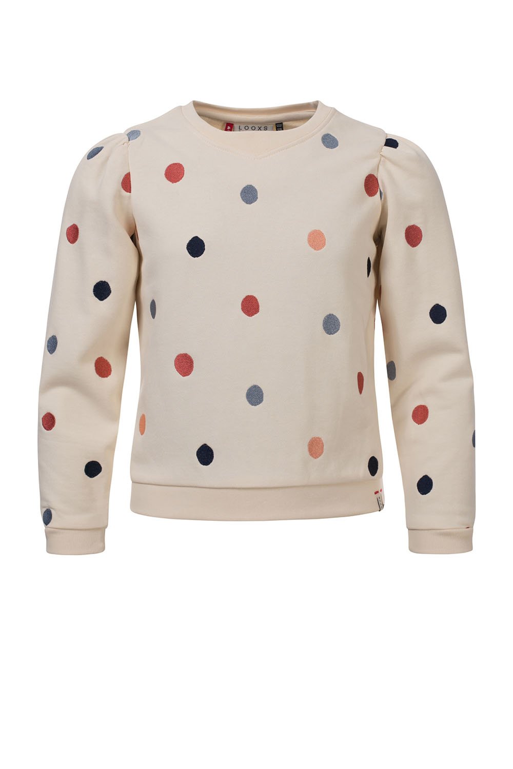 Meisjes Little embroidered sweater van LOOXS Little in de kleur MILK in maat 128.