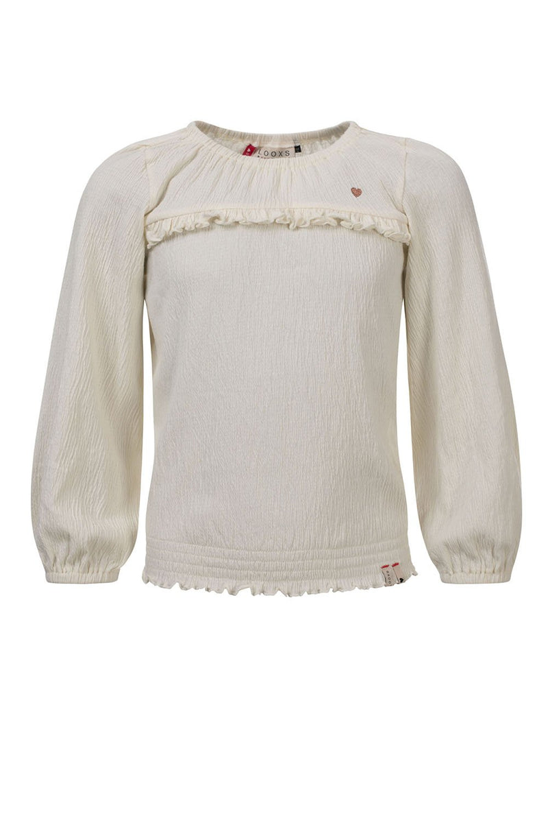 Meisjes Little balloon T-shirt ls van LOOXS Little in de kleur MILK in maat 128.