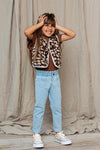 Meisjes Little denim wide leg pants van LOOXS Little in de kleur BLUE CLASSIC in maat 128.