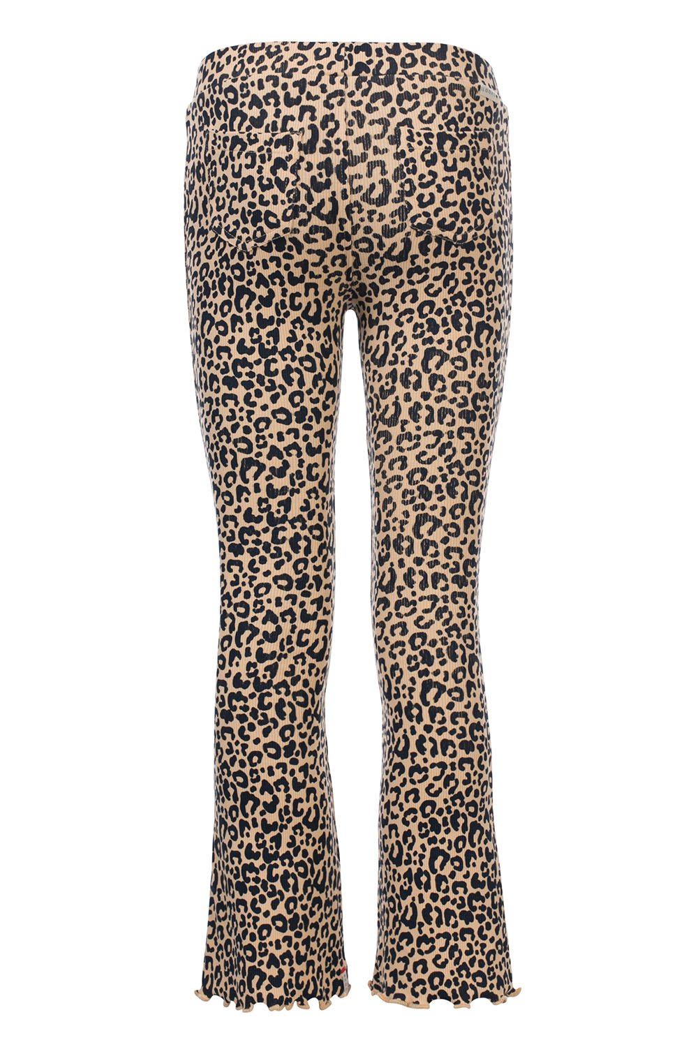 Meisjes Little leopard rib flare pants van LOOXS Little in de kleur sandy leopard in maat 128.