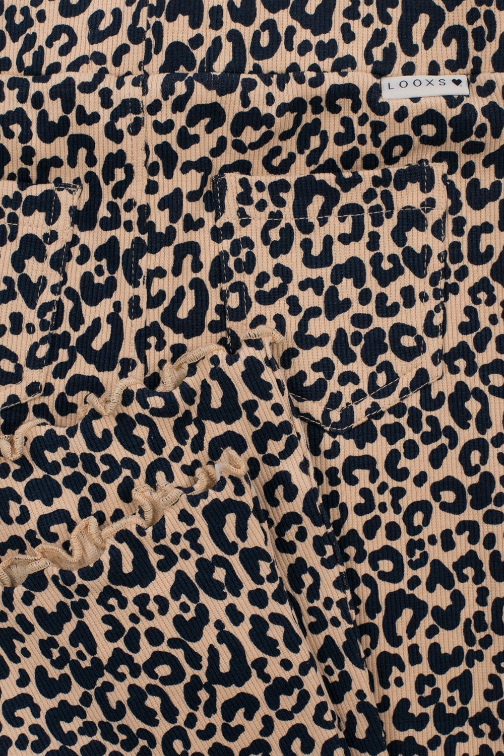Meisjes Little leopard rib flare pants van LOOXS Little in de kleur sandy leopard in maat 128.
