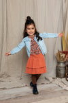 Meisjes Little jaquard skirt van LOOXS Little in de kleur Redwood in maat 128.