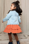 Meisjes Little jaquard skirt van LOOXS Little in de kleur Redwood in maat 128.
