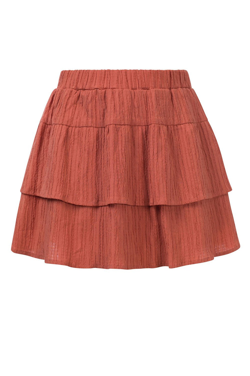 Meisjes Little jaquard skirt van LOOXS Little in de kleur Redwood in maat 128.